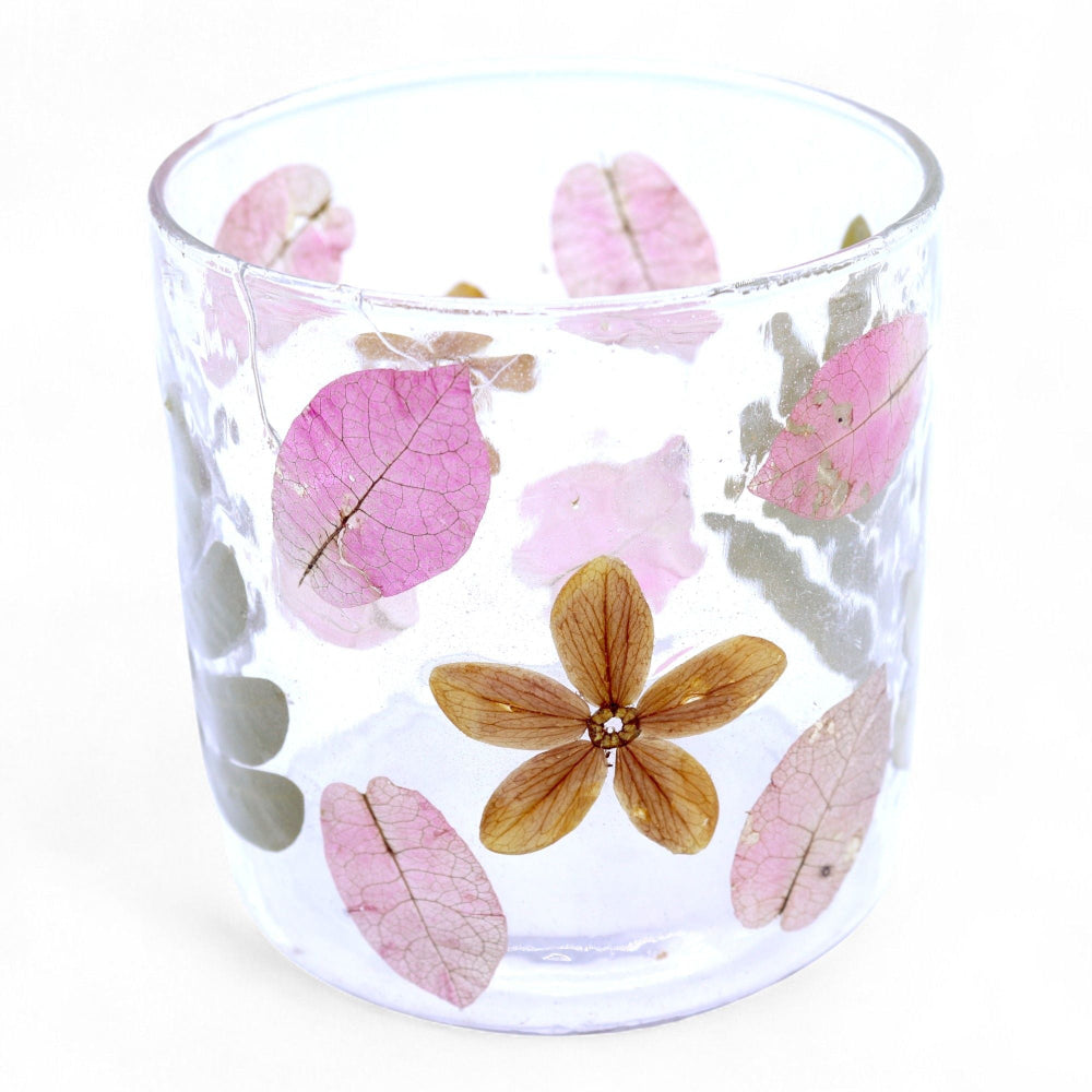 Primavera Natural Floral Glass Candle Holder