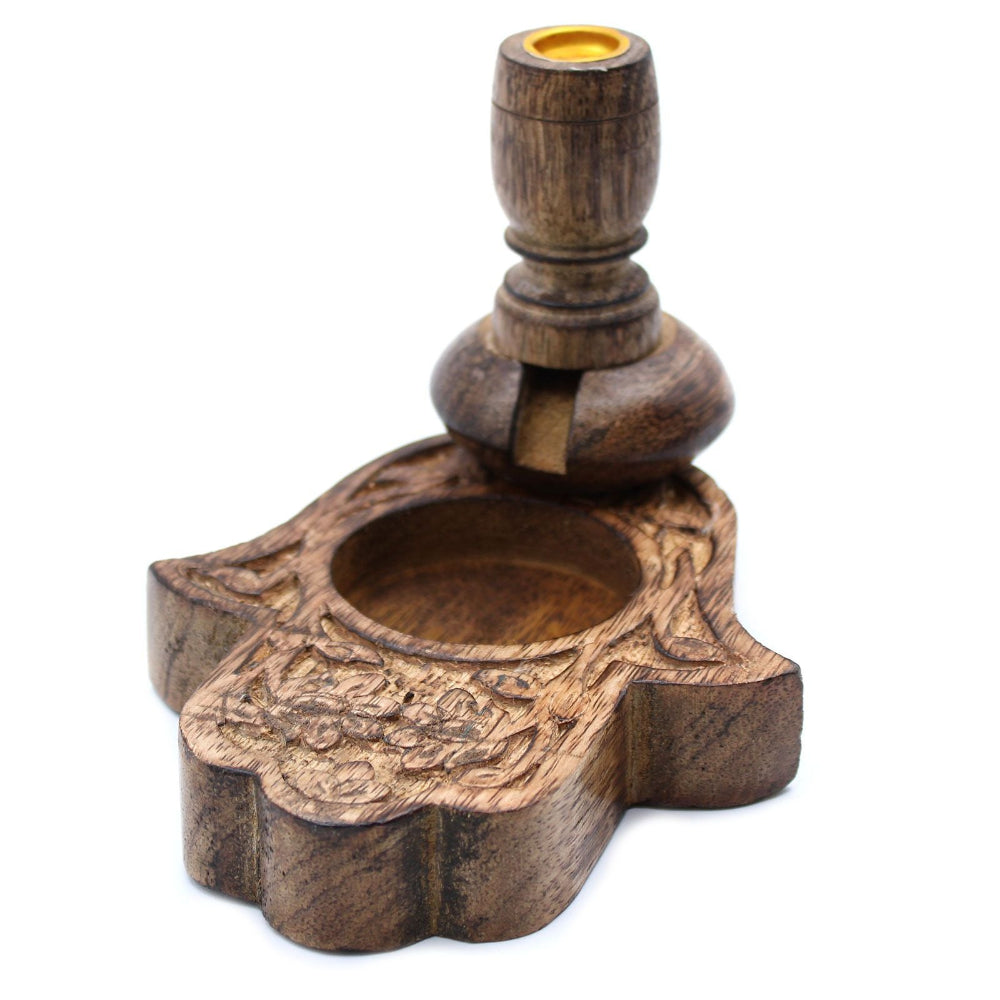 Hamsa  Mango Wood Backflow Burner Small