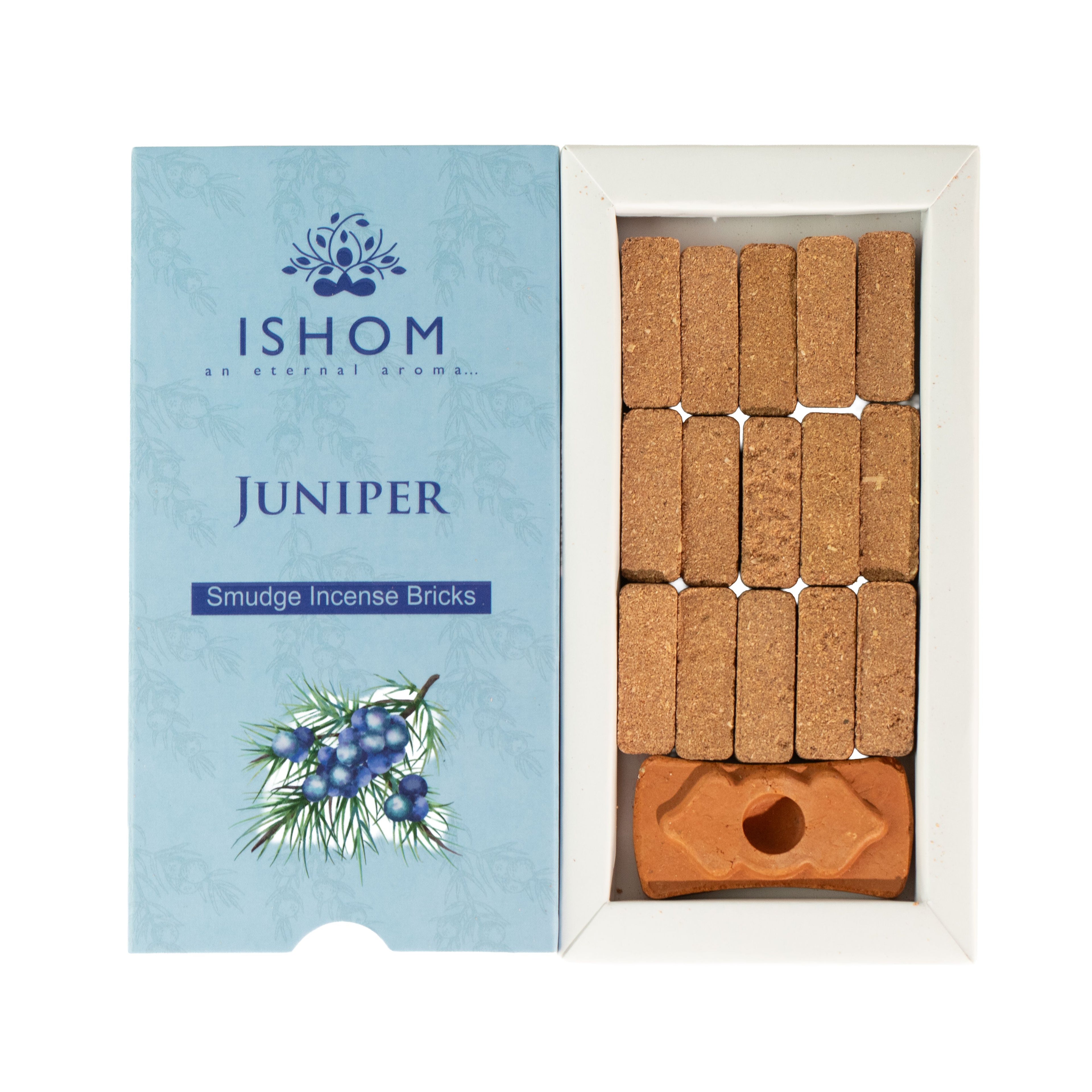Pack of 15 Natural Incense Smudge Bricks and Burner - Juniper