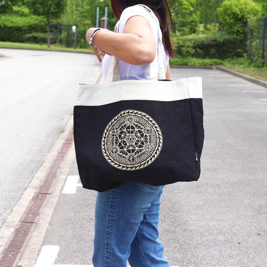 Freedom Chakra Oversized Tote Bag Chocolate Stonewash