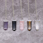 Amethyst Gemstone Flat Pencil Pendant