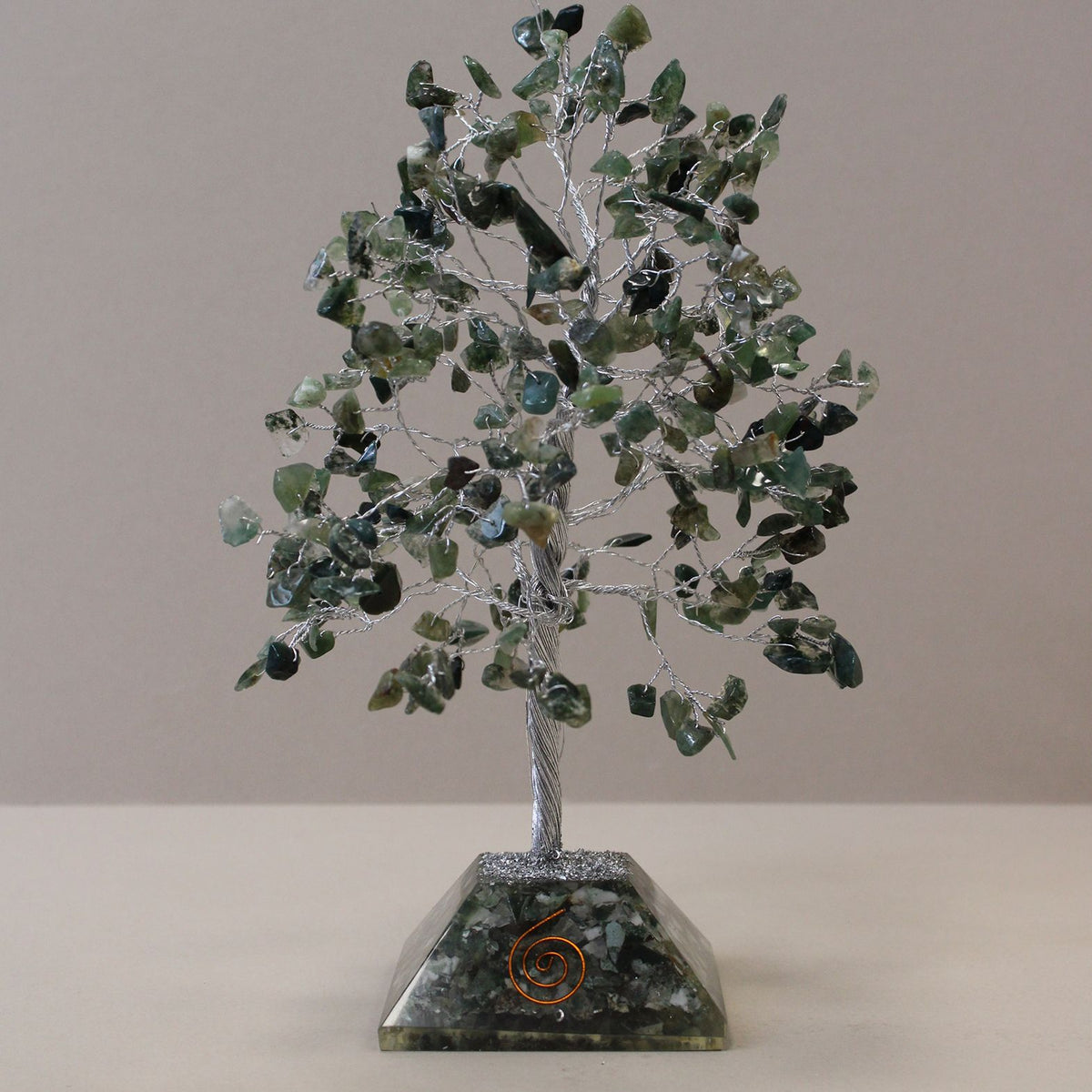 Moss Agate Gemstone Tree with Organite Base - 320 Stone