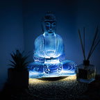 Meditation Buddha Lamp | Sky Blue | Oval Stand