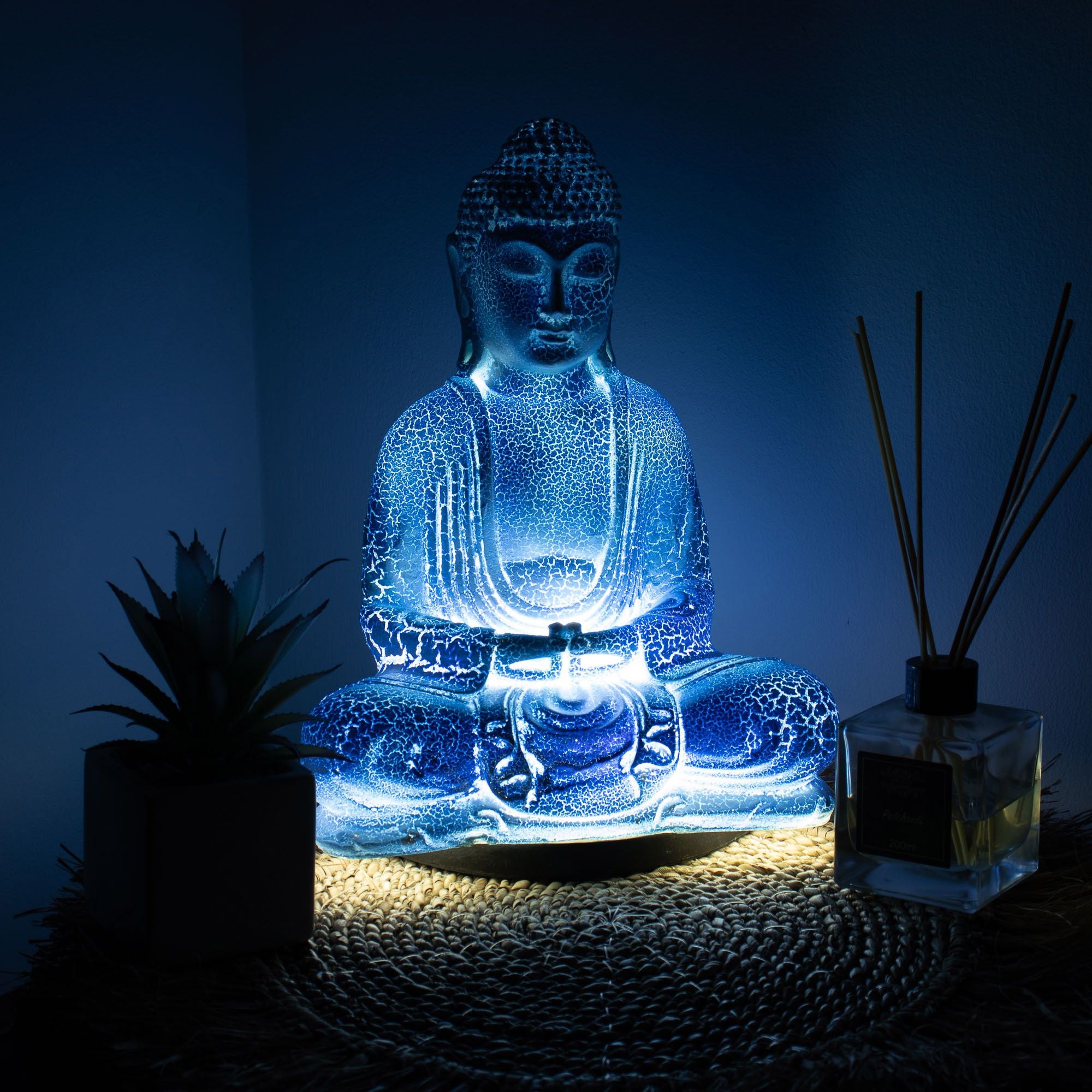 Meditation Buddha Lamp | Sky Blue | Oval Stand
