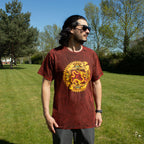 Nomad Sari Stonewashed Cotton T-Shirt | Dragon Mandala | Maroon | Medium