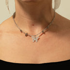 Nymph Labradorite Gemstone Necklace | Real Leaf Butterfly Pendant