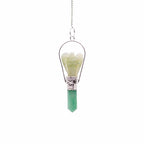 Green Aventurine Angel Pendulum | Carved Angel with Silver-Tone Ring