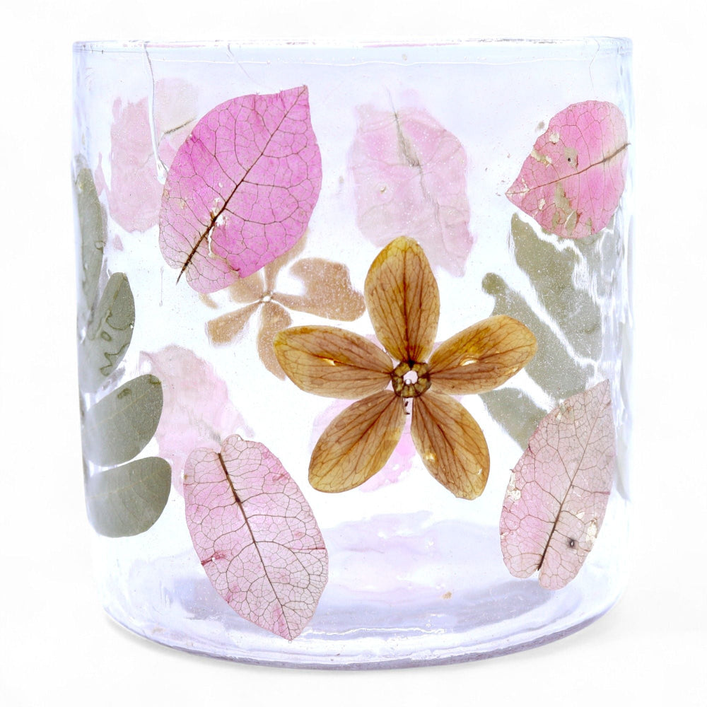 Primavera Natural Floral Glass Candle Holder