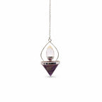 Amethyst & Rock Quartz Gemstone Lantern of Life Pendulum