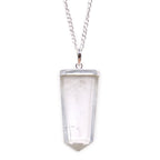 Rock Quartz Gemstone Flat Pencil Pendant
