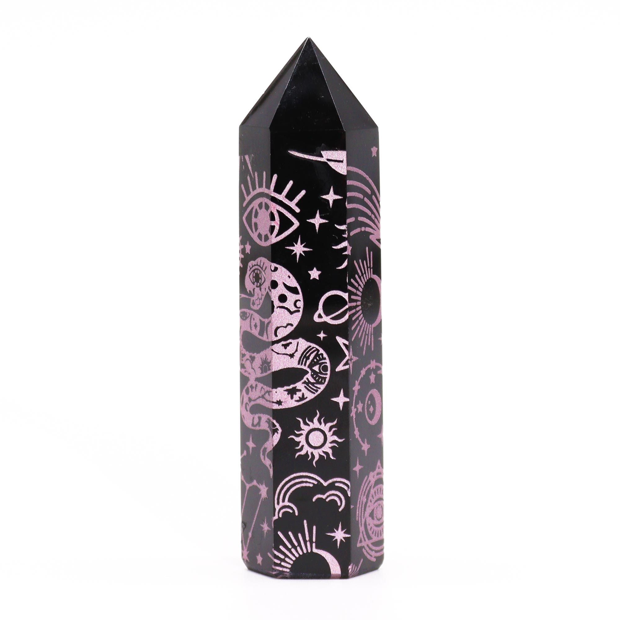 Mystic Story Rose Pink Black Obsidian Point