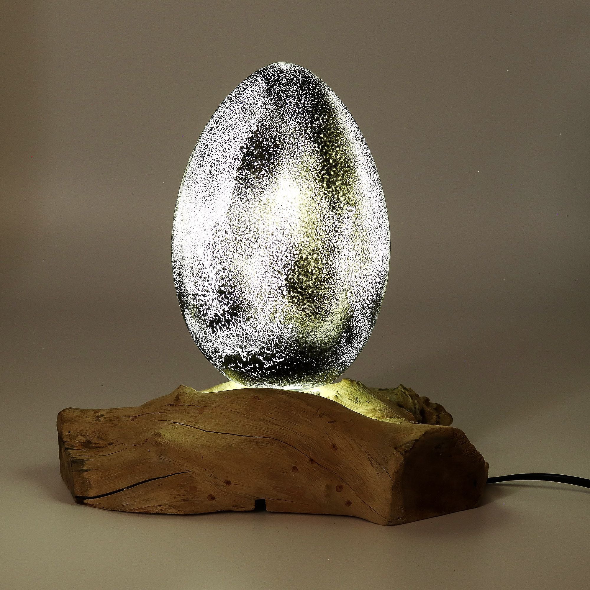 The Lava Egg DriftGlow Lamp | Grey Crackle