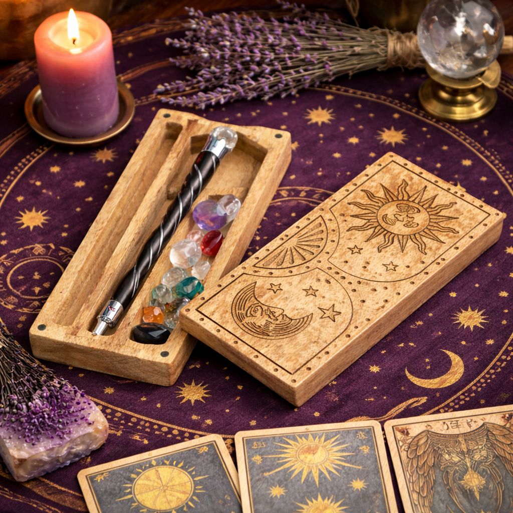 Sun & Moon Carved Crystal and Stone Box