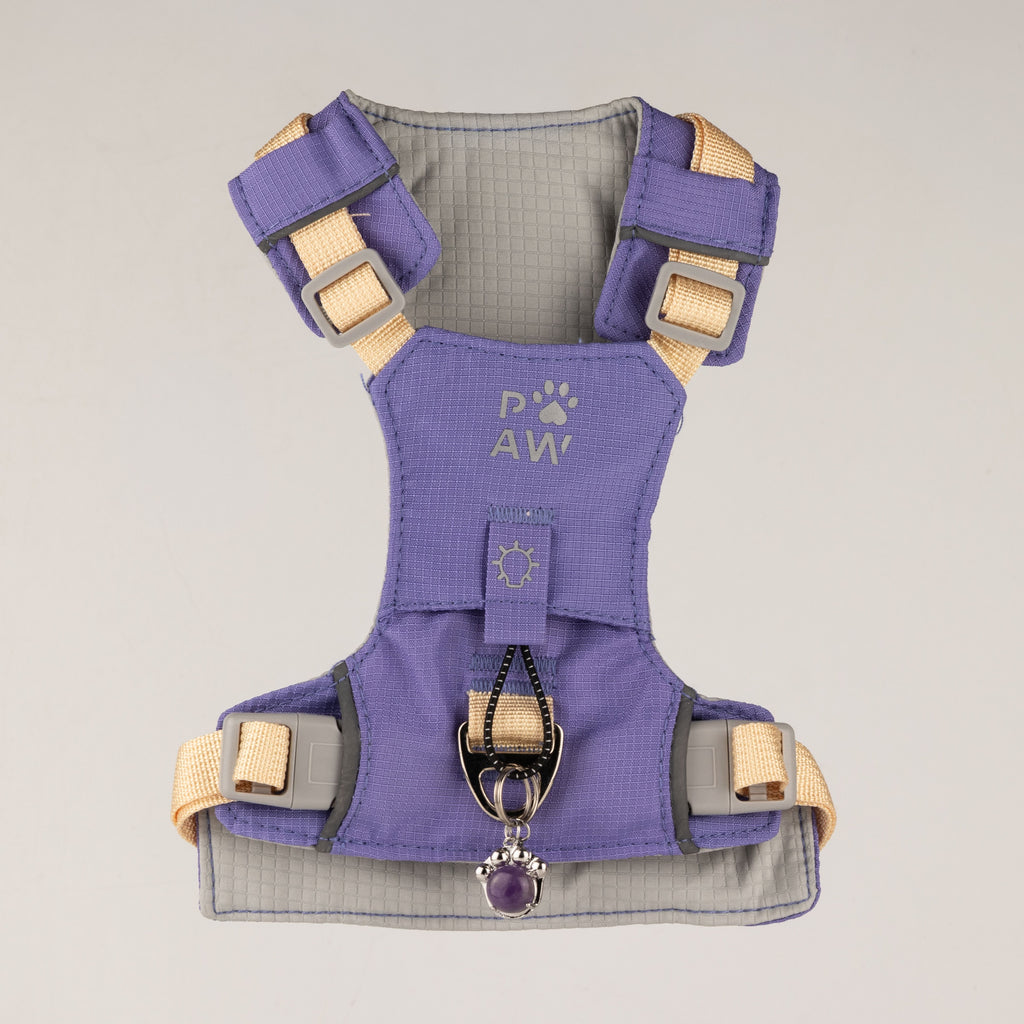 Dog Step-In Guardian Harness with Reflective Mesh & Amethyst Charm - Lavender - Small (4-8kg)