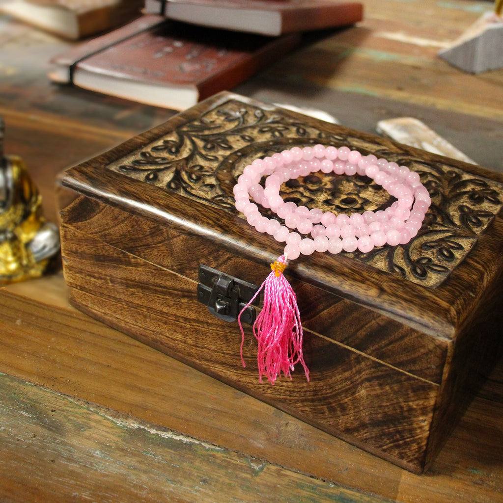 108 Bead Mala Necklace - Rose Quartz