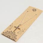 Garnet Crucifix Pendant | Silver Plated | 45cm Chain