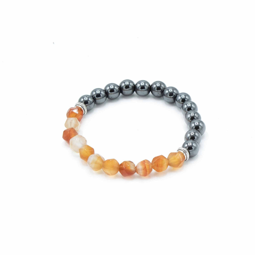 Magnetic Carnelian Faceted Gemstone Bracelet
