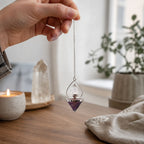 Amethyst & Rock Quartz Gemstone Lantern of Life Pendulum