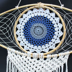Evil Eye Protection Dreamcatcher | Large Macramé White, Blue & Grey 70cm