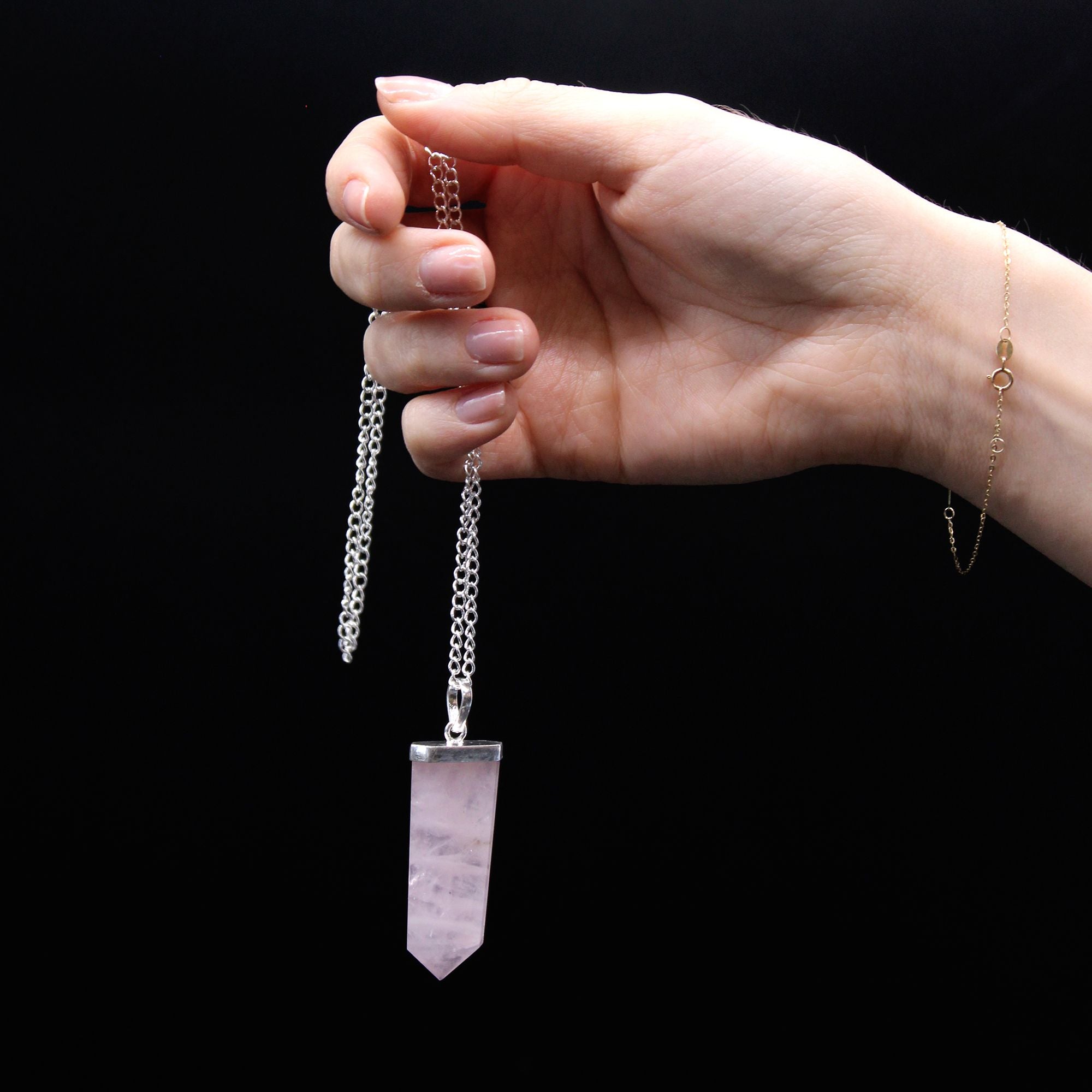 Rose Quartz Gemstone Flat Pencil Pendant