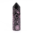 Mystic Story Rose Pink Black Obsidian Point