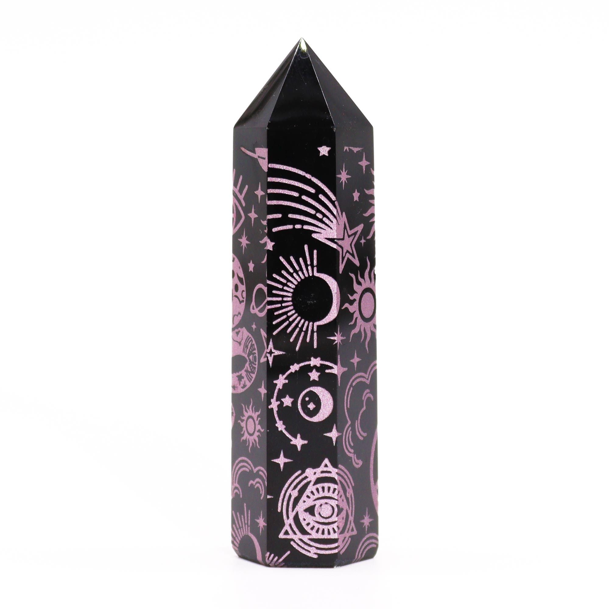 Mystic Story Rose Pink Black Obsidian Point