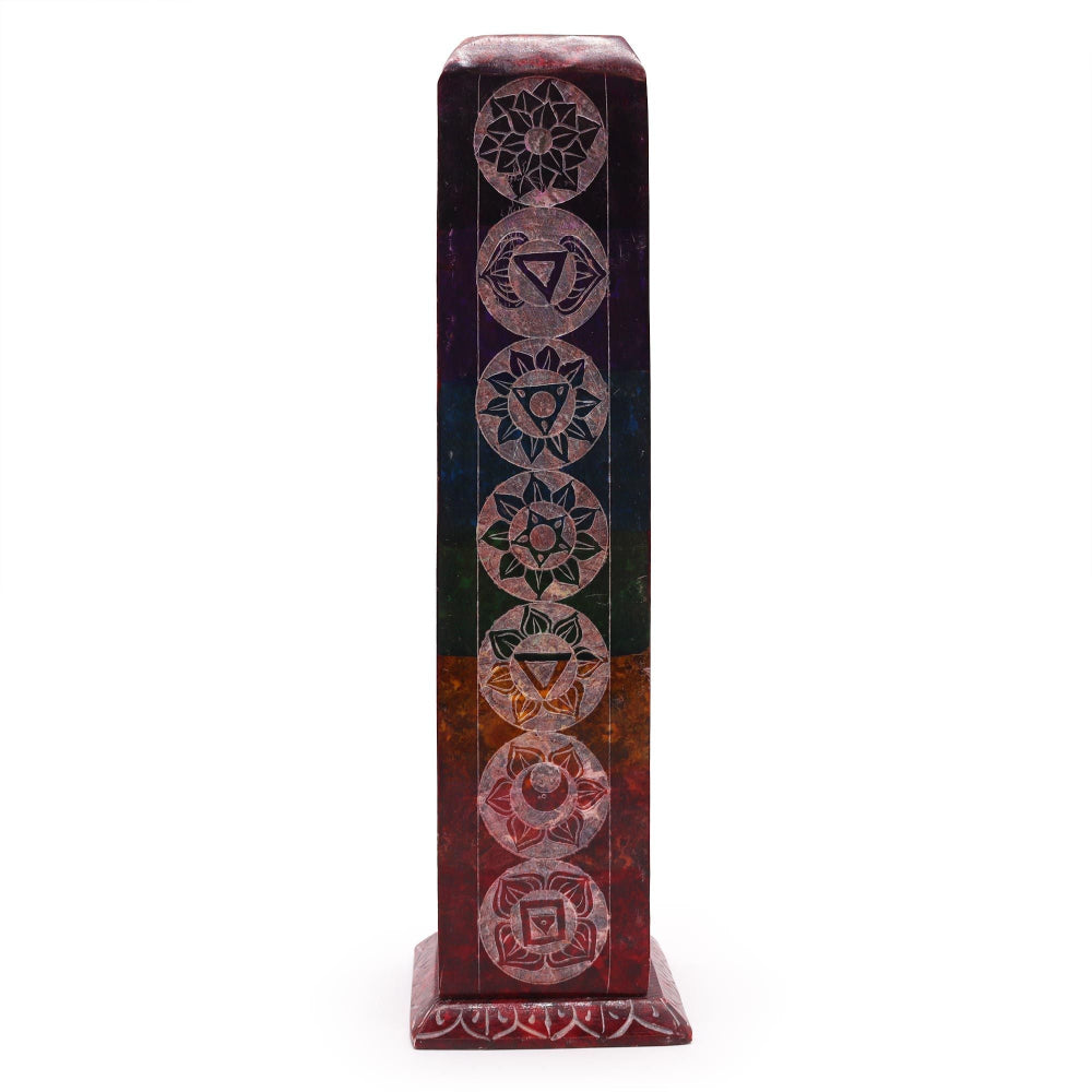 7 Chakras Soapstone Square Tower Incense Holder