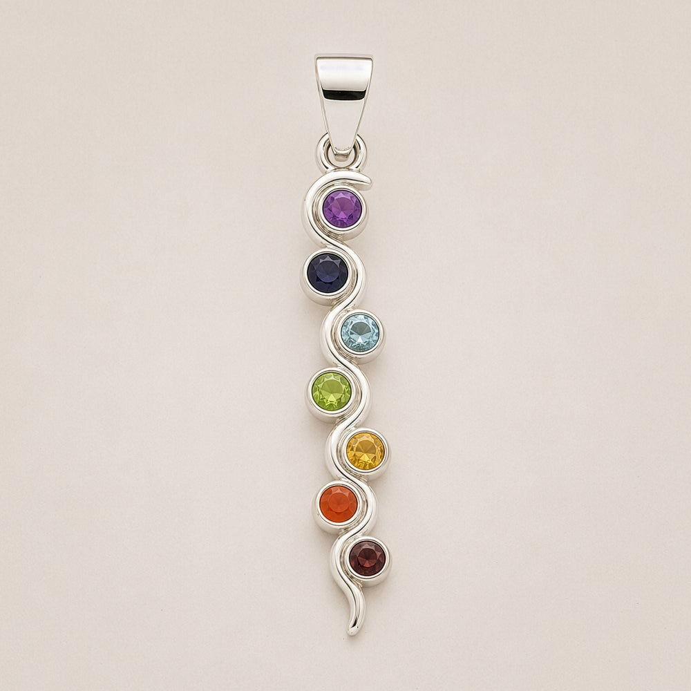 Snake Chakra Pendant | Silver Plated | 45cm Cord