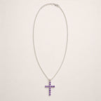 Amethyst Crucifix Pendant | Silver Plated | 45cm Chain