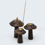 Mango Wood Mushroom Incense Cone Holder – Set of 3