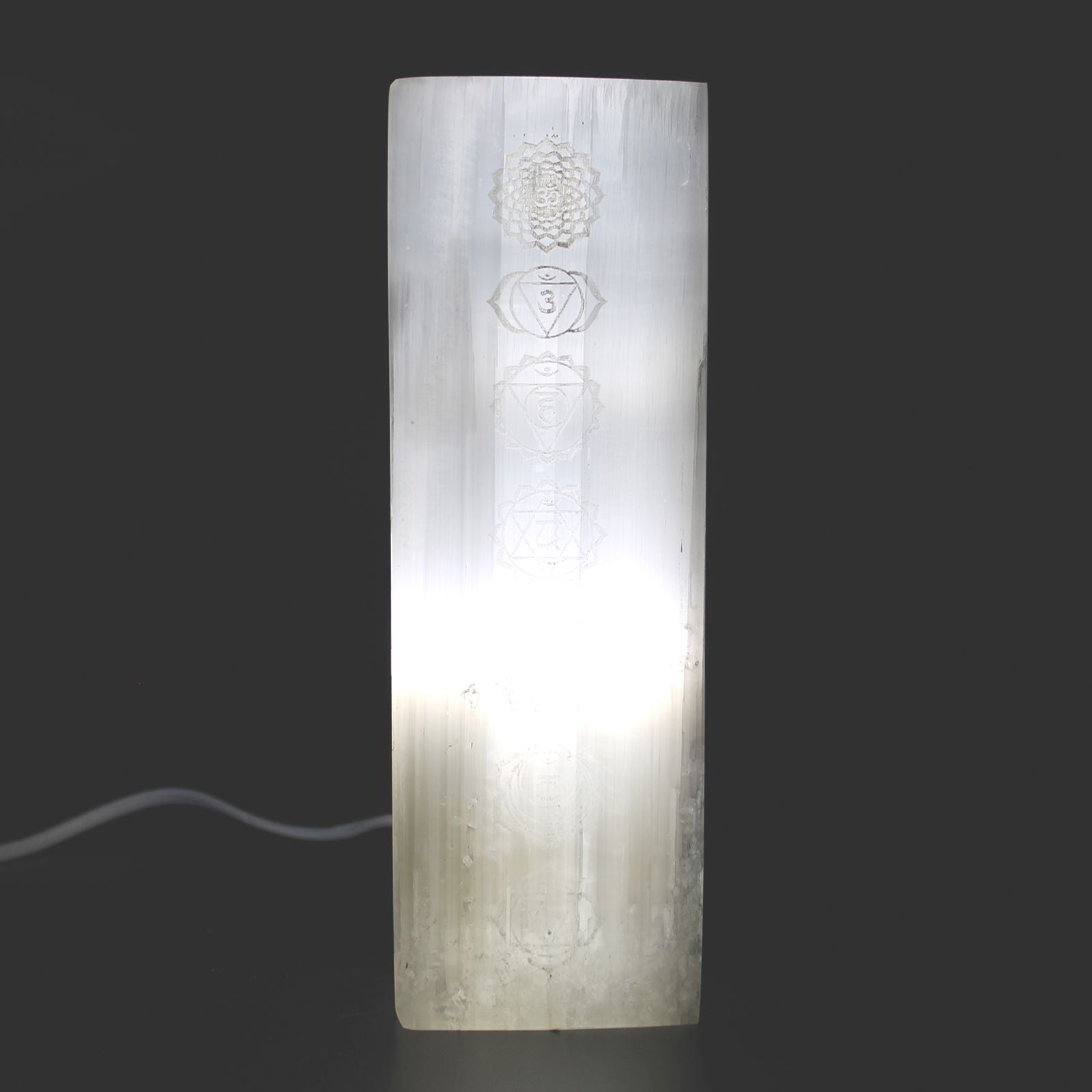 Chakra Lamp Selenite Block Lamp 25cm