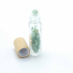 Green Aventurine Gemstone Essential Oil Roller Bottle | Wooden Cap