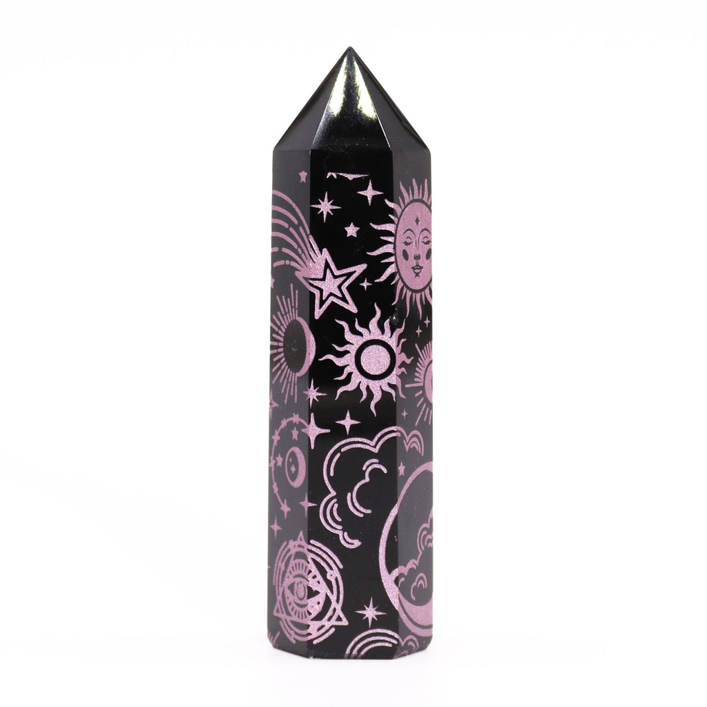 Mystic Story Rose Pink Black Obsidian Point