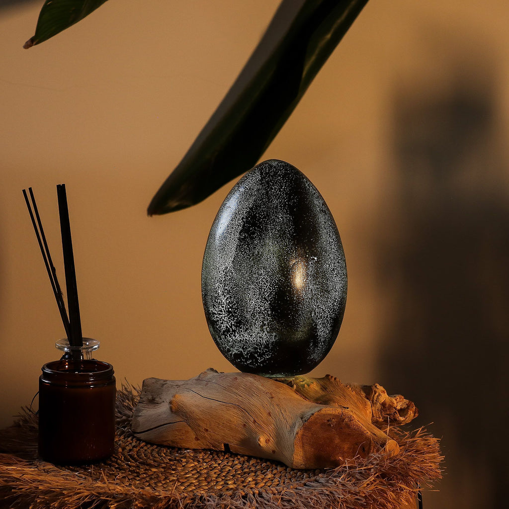 The Lava Egg DriftGlow Lamp | Grey Crackle