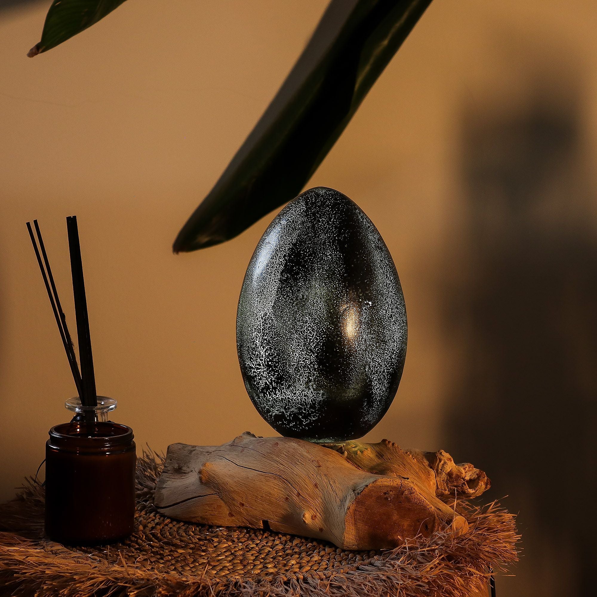 The Lava Egg DriftGlow Lamp | Grey Crackle