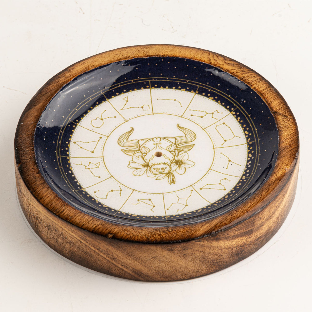 Taurus Mango Wood Mini Bowl & Incense Stick Holder