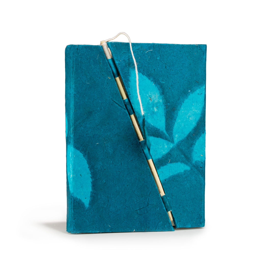 Lokta Bold Floral Midnight Blue Bamboo Lock Notebook Medium