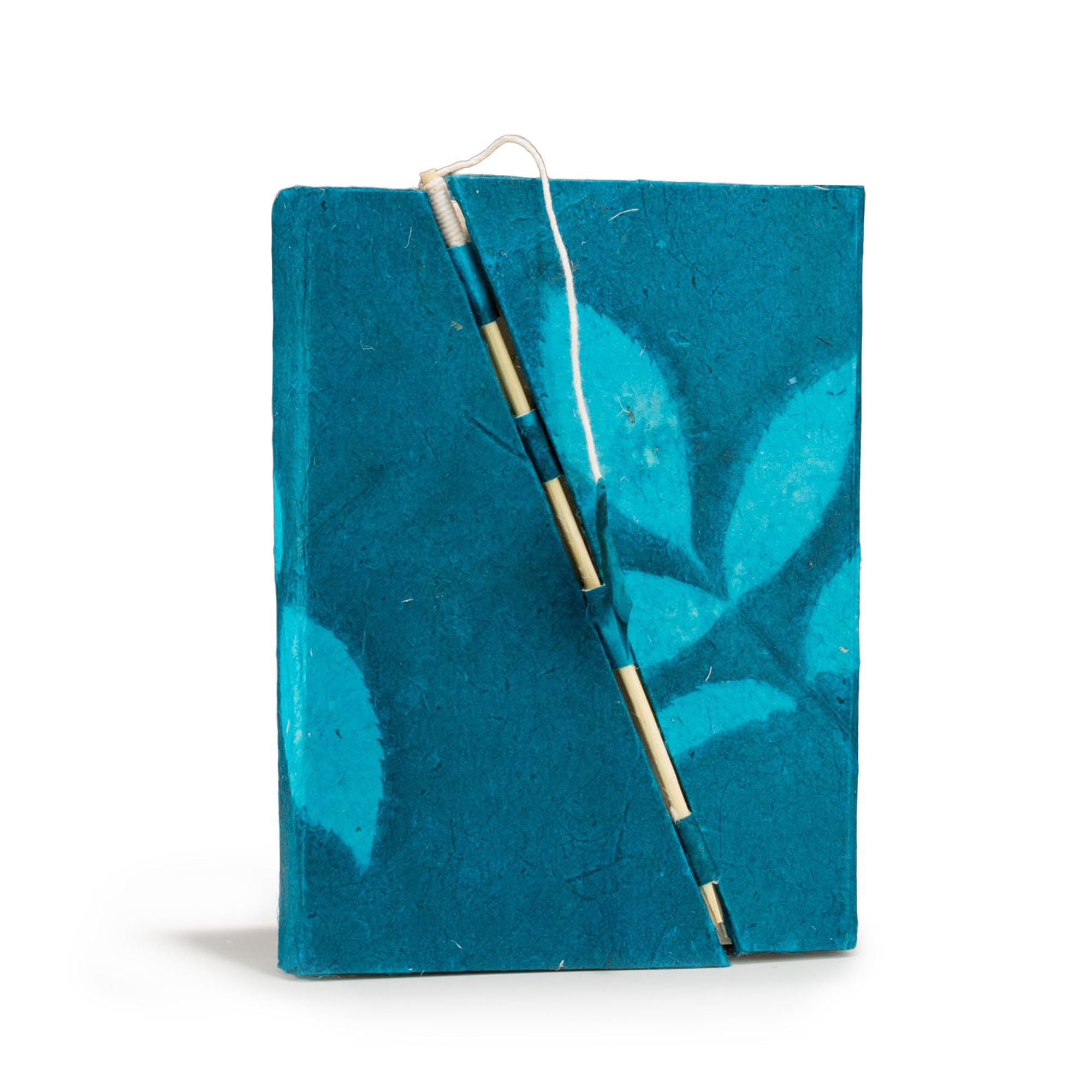 Lokta Bold Floral Midnight Blue Bamboo Lock Notebook Medium