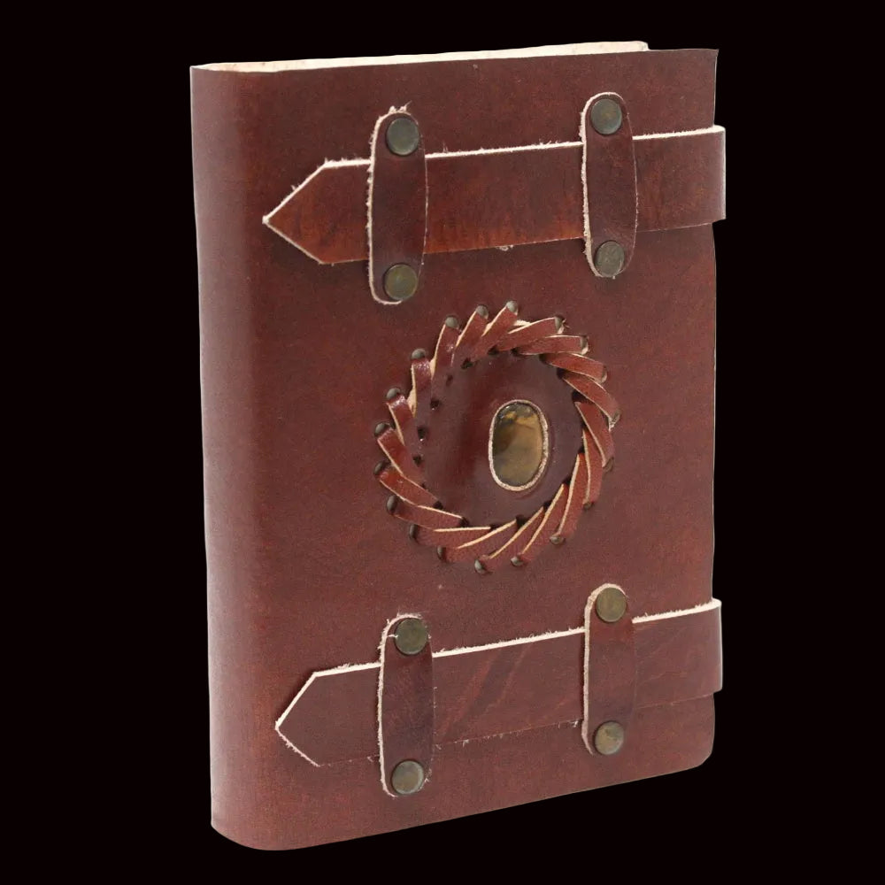 Leather Tigereye with Belts Notebook (6x4")