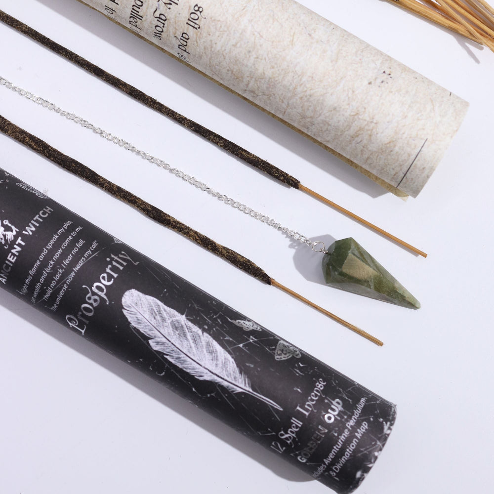 Ancient Witch Aventurine Pendulum Prosperity Spell Incense