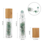 Green Aventurine Gemstone Essential Oil Roller Bottle | Wooden Cap
