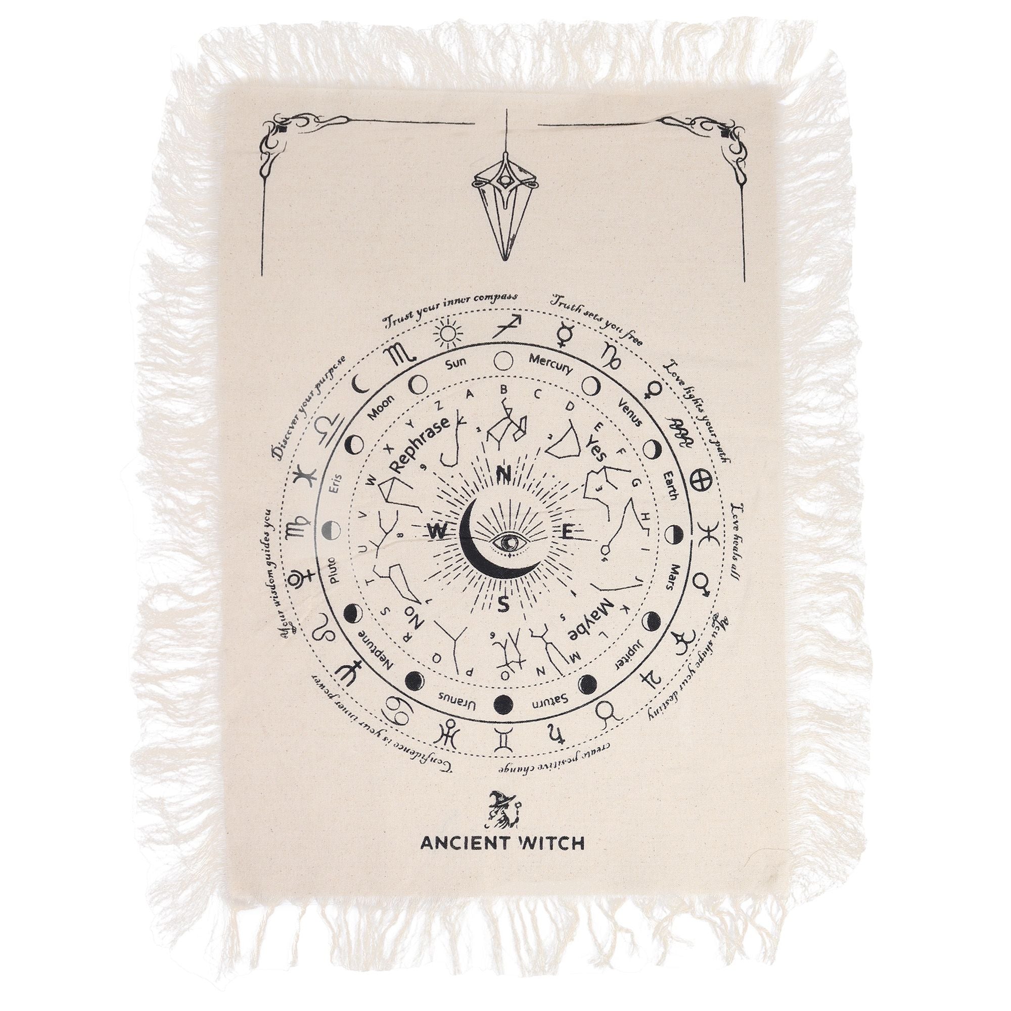 All Seeing Eye Pendulum Divination Cloth | Natural & Black | Ancient Witch