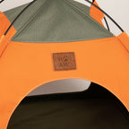 Tent Pet Bed for Cats & Very Small Dogs - Green & Orange (48 × 48 × 40cm)
