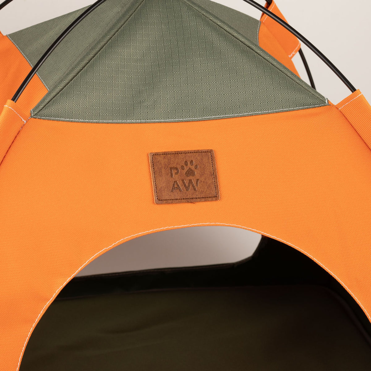 Tent Pet Bed for Cats & Very Small Dogs - Green & Orange (48 × 48 × 40cm)