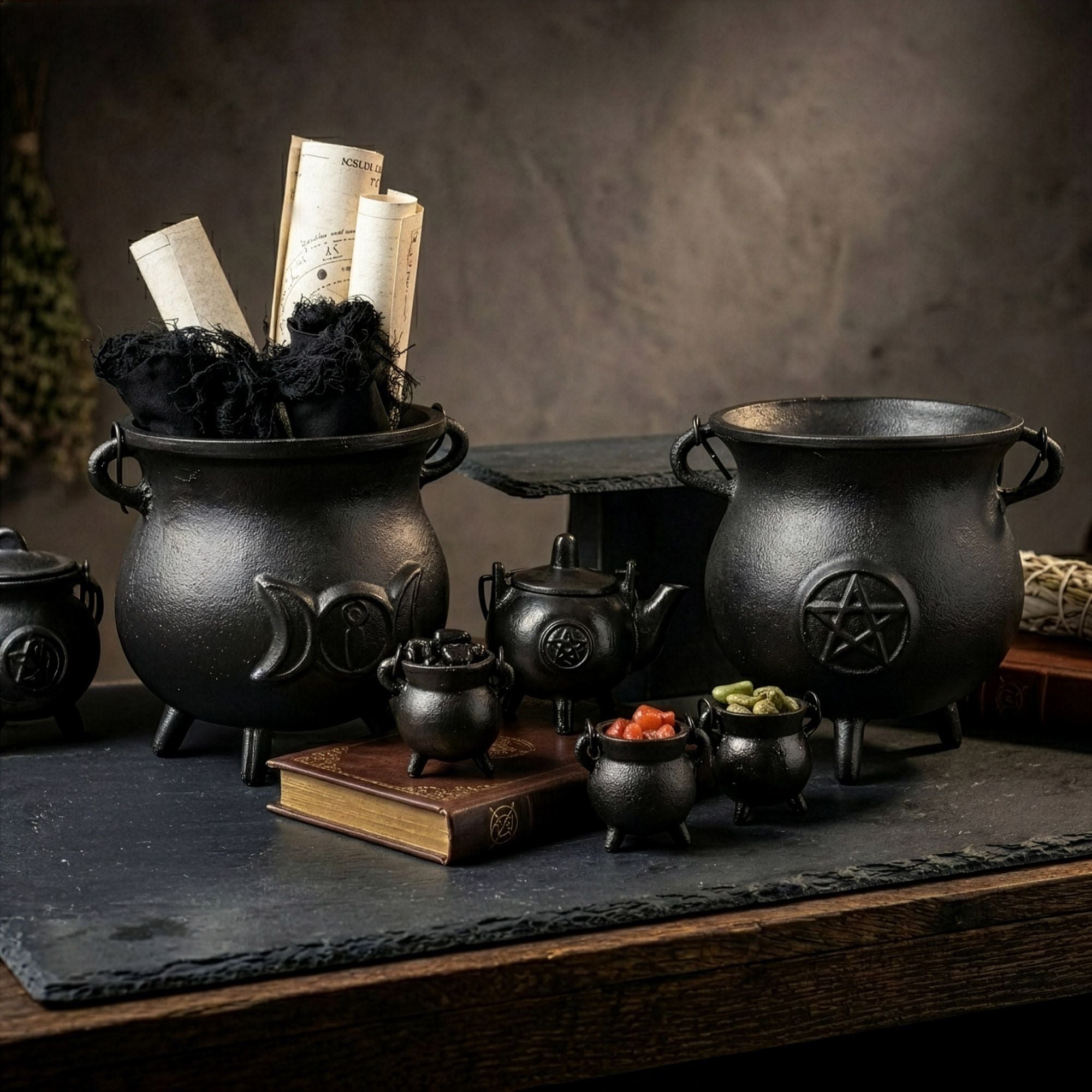 Extra Huge Cast Iron Cauldron with Pentagon