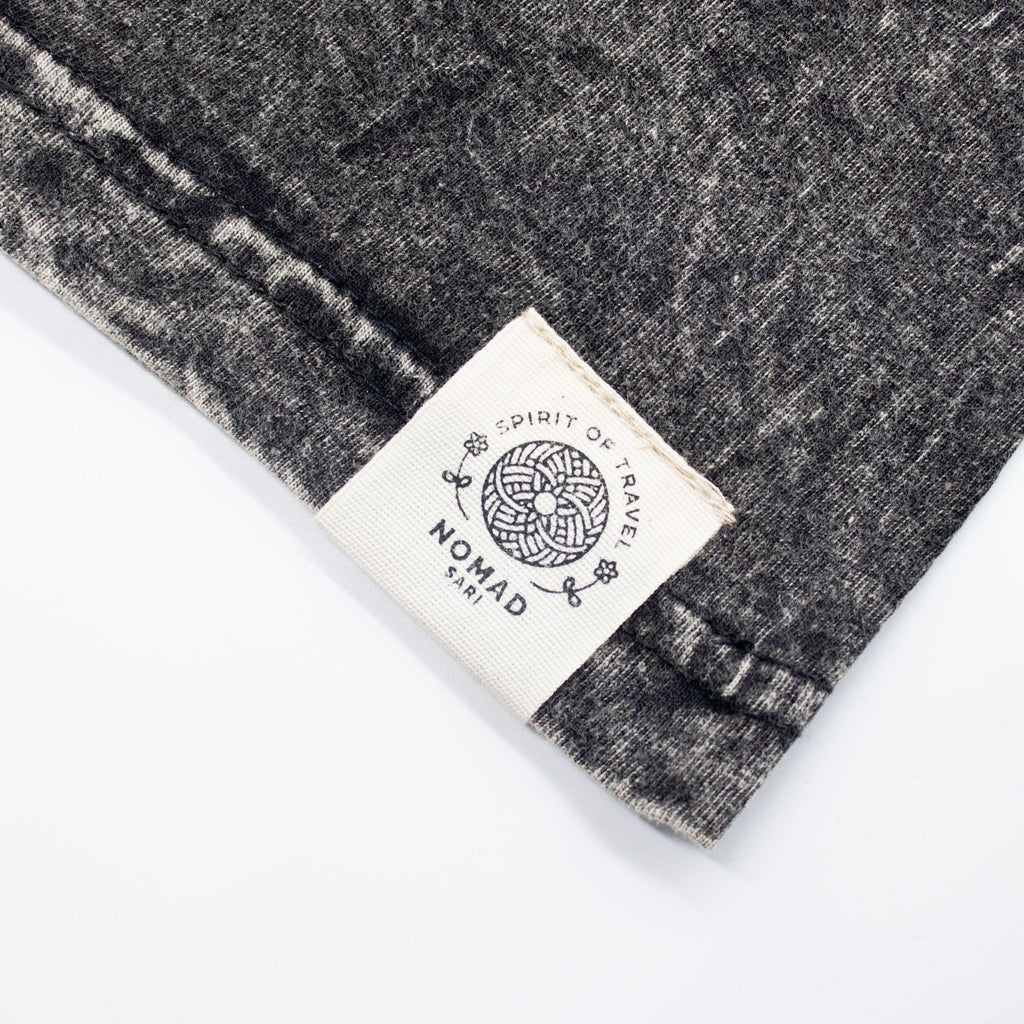Nomad Sari Stonewashed Cotton T-Shirt | Compass of Life | Charcoal | Small