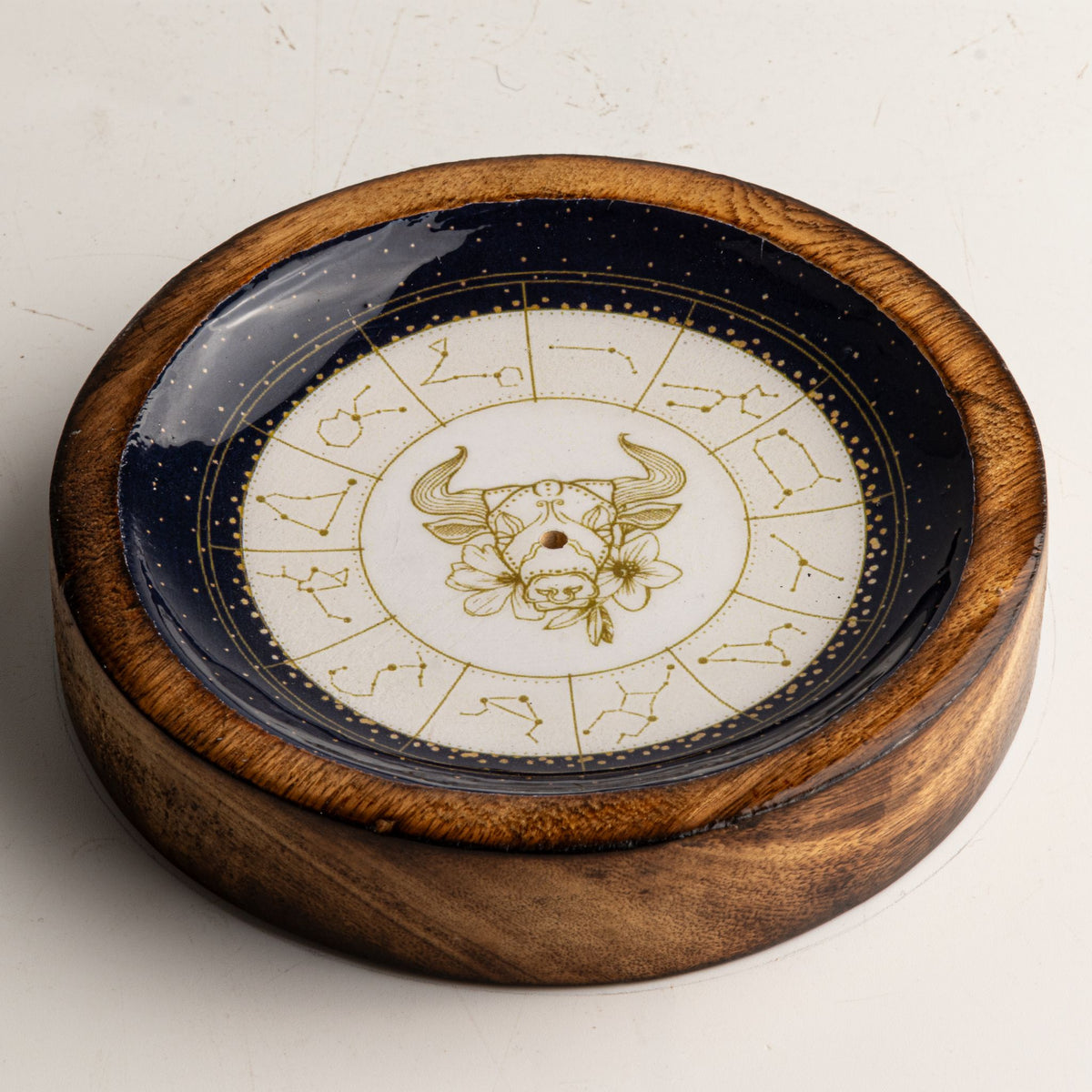 Taurus Mango Wood Mini Bowl & Incense Stick Holder