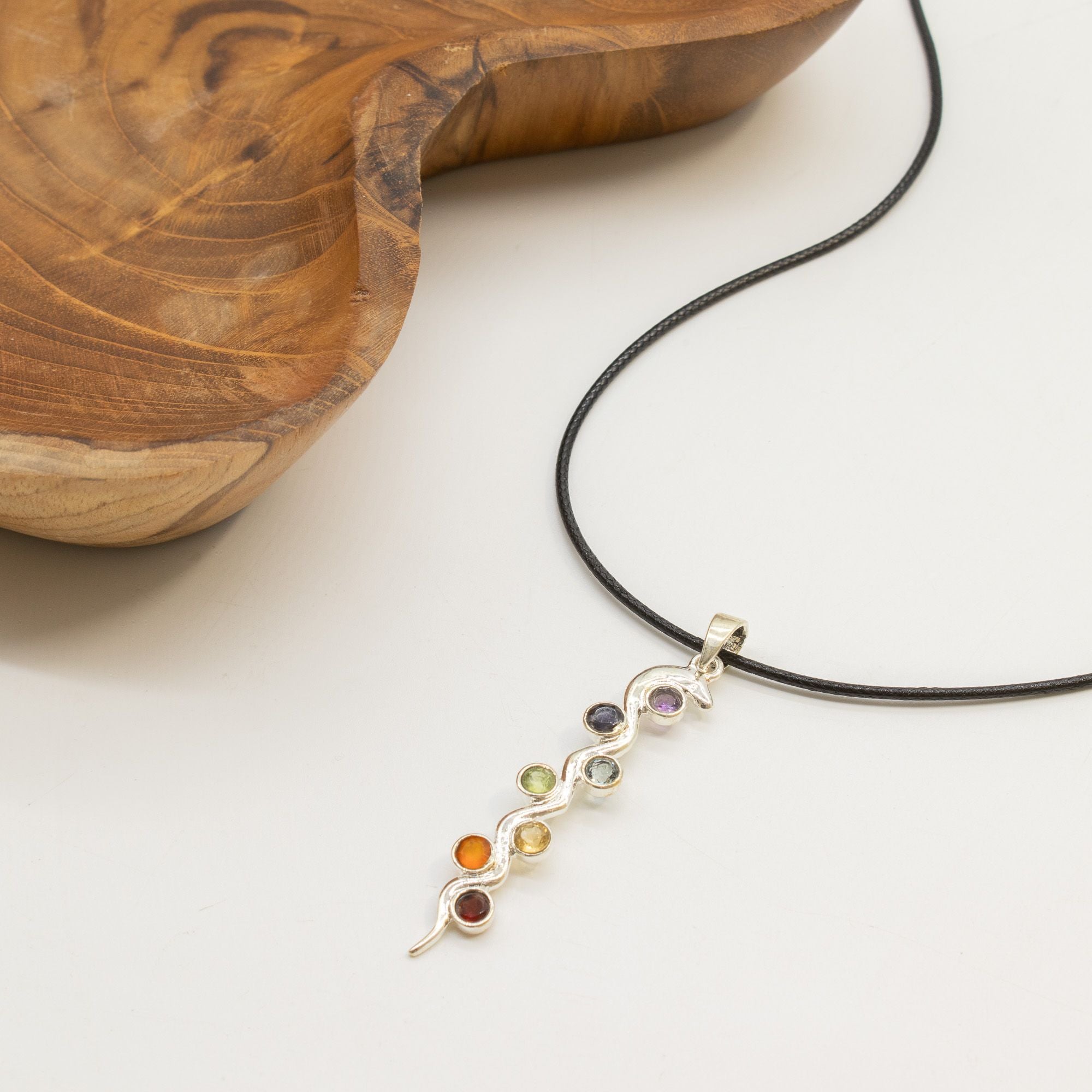Snake Chakra Pendant | Silver Plated | 45cm Cord