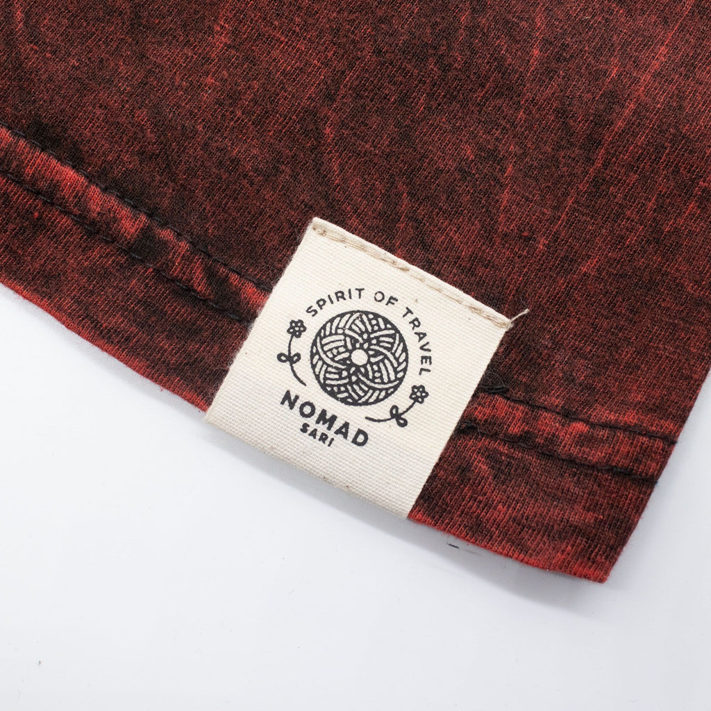 Nomad Sari Stonewashed Cotton T-Shirt | Dragon Mandala | Maroon | Medium