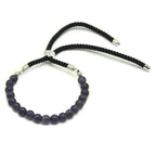 Amethyst 925 Silver Plated Gemstone Black String Bracelet